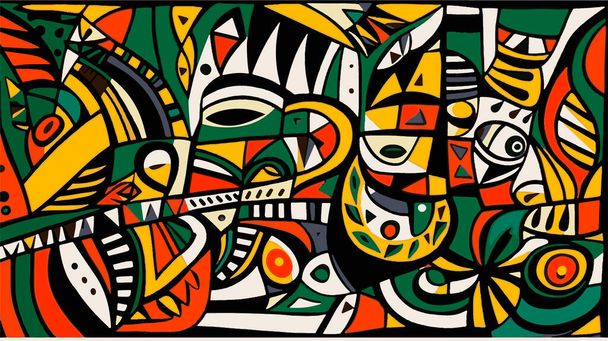 Abstract pattern in native African style. Vector illustration. Traditional African abstract painting. - Vektör, Görsel