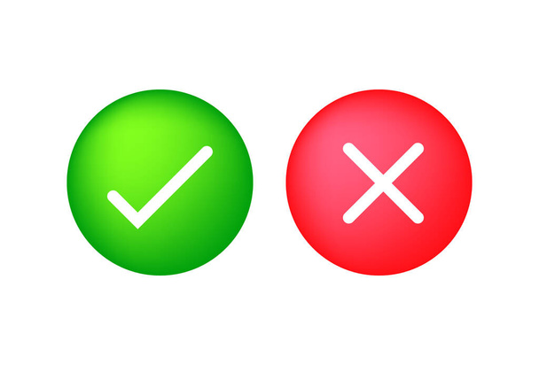 Tick and cross signs. Yes and No check marks. Tick symbol. Mark button icon. - Vector, Image