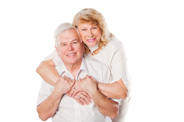Portrait of happy senior couple portrait. Isolated on white background. - Foto, imagen
