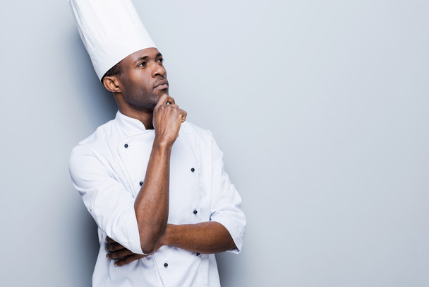 African chef in white uniform - Foto, imagen