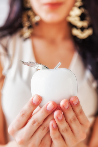 Young beautiful woman hold the apple of youth - Foto, Imagem