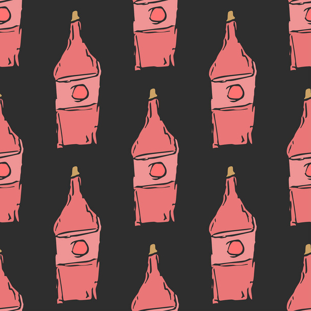 Patrón de vino sin costura. vector doodle ilustración con alcohol. fondo del vino - Vector, imagen