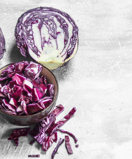Cabbage salad in the bowl. On rustic background. - Foto, immagini