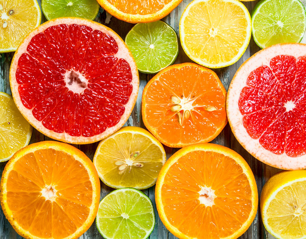Fresh bright citrus. Top view - Foto, Bild