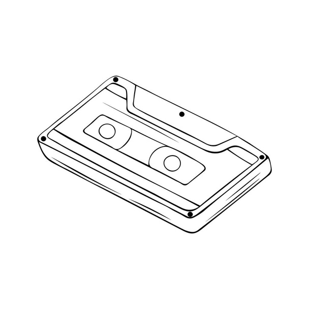 白地にカセットテープを手描き。ベクターイラスト - ベクター画像