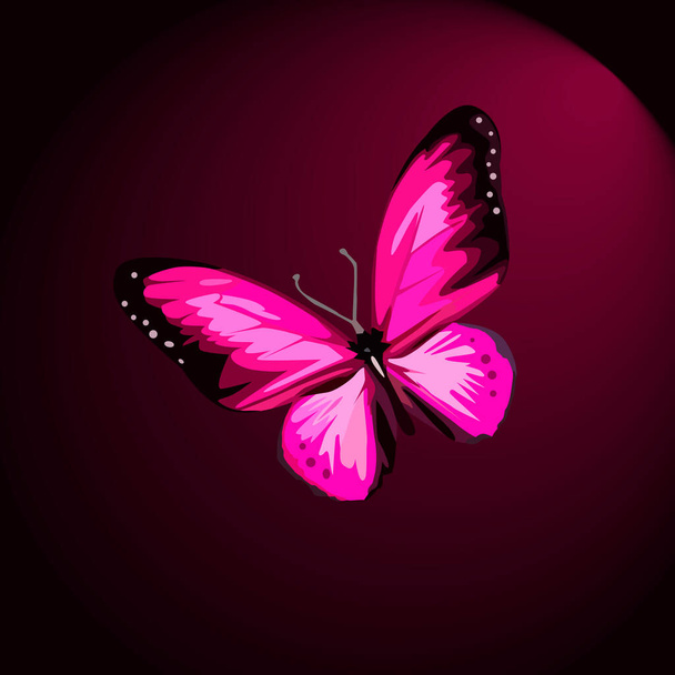kleurenvector illustratie met een vlinder in paarse tinten voor prints op ansichtkaarten, banners, flyers en voor interieur ontwerp van studio 's en clubs - Vector, afbeelding