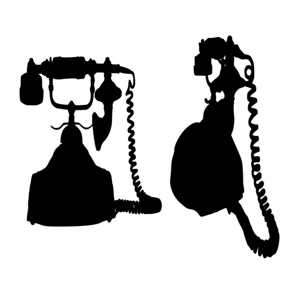 Vector silhouette of old phone on white background - Vector, Image