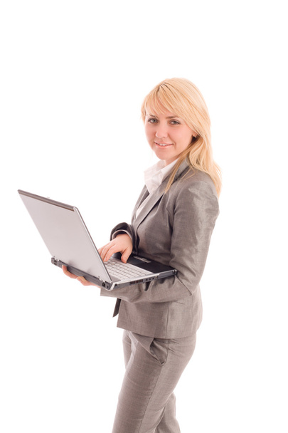Businesswoman with laptop in hands - 写真・画像