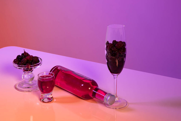 Korean Asian traditional infused liquor, wine, alcohol studio shot - Fotó, kép