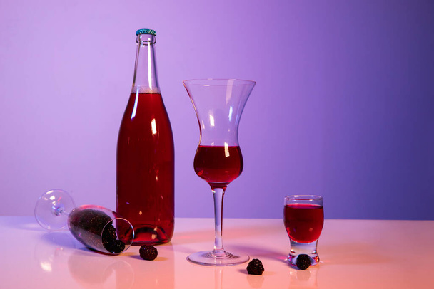 Korean Asian traditional infused liquor, wine, alcohol studio shot - Fotó, kép