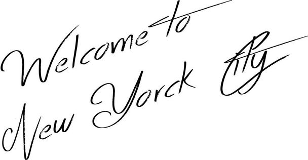Tervetuloa New York City teksti merkki kuvitus valkoisella taustalla - Vektori, kuva