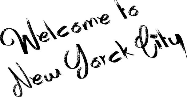 Καλώς ήρθατε στην εικονογράφηση πινακίδας της Νέας Υόρκης σε λευκό φόντο - Διάνυσμα, εικόνα