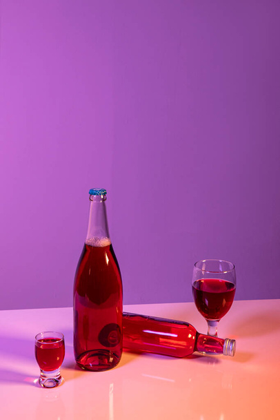 Korean Asian traditional infused liquor, wine, alcohol studio shot - 写真・画像