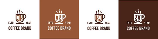 Letra JX y logotipo de café XJ, adecuado para cualquier negocio relacionado con café, té u otro con iniciales JX o XJ. - Vector, imagen