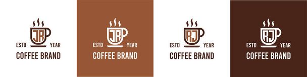 Letter JR and RJ Coffee Logo, suitable for any business related to Coffee, Tea, or Other with JR or RJ initials. - Vector, Image