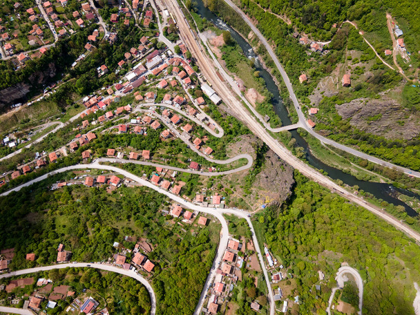 Amazing Aerial view of iskar gorge near village of Bov, Balkan Mountains, Bulgaria - Fotografie, Obrázek