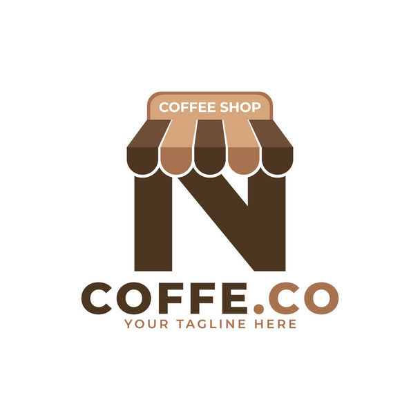 Coffee Time. Modern Initial Letter N Coffee Shop Logo Vector Illustration - Vektor, obrázek