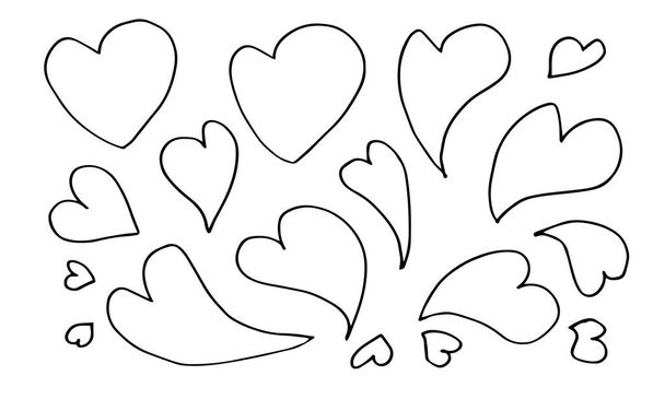 Doodle hearts, hand drawn love heart collection.vector illustration. - Vektor, Bild