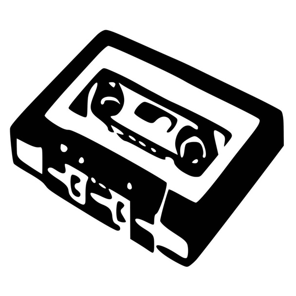Vector silhouette of cassette on white background - Vector, Image