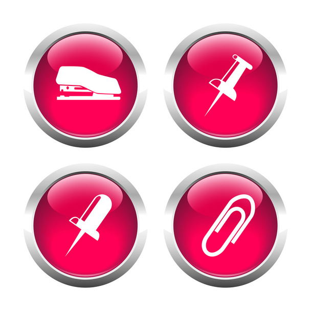 Set of colored buttons for web, stapler, clip, pin. - Vector, afbeelding