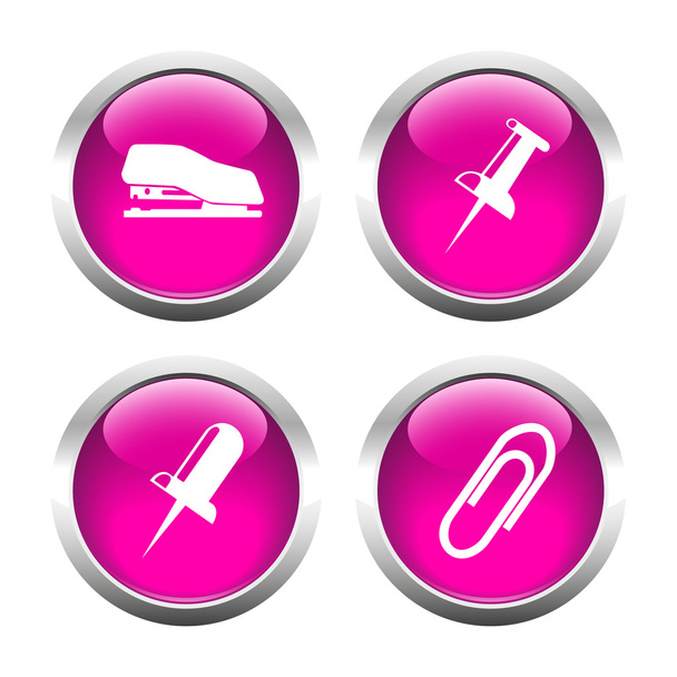 Set of colored buttons for web, stapler, clip, pin. - Vector, imagen