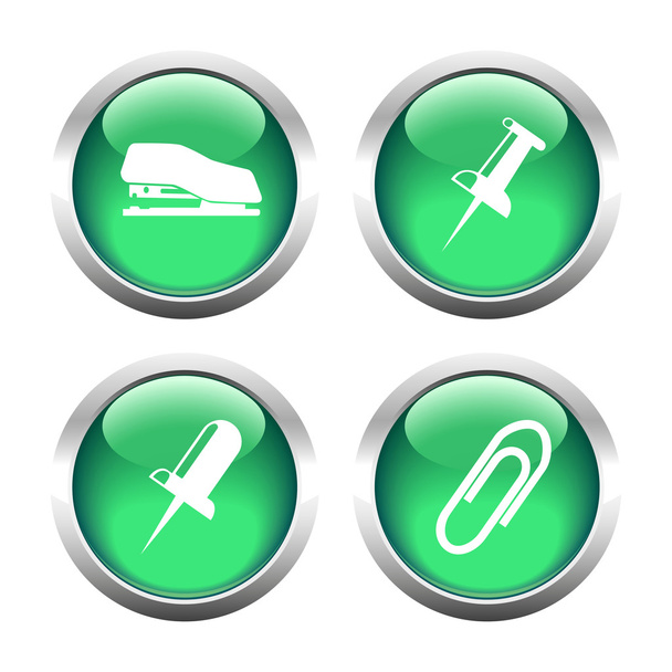 Set of colored buttons for web, stapler, clip, pin. - Vektör, Görsel