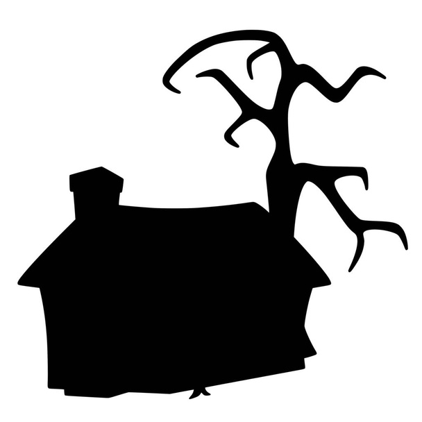 Векторный силуэт дома на белом фоне - Вектор,изображение