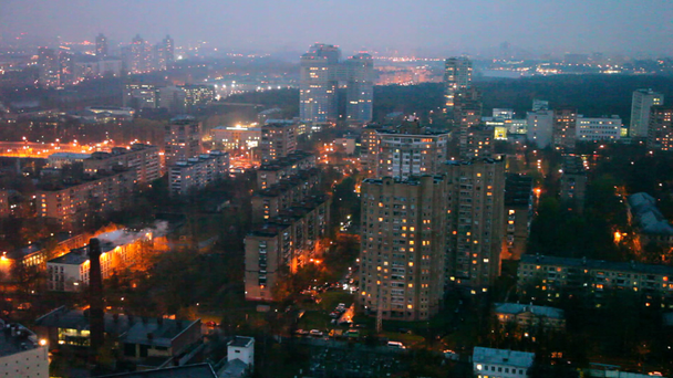 Panorama of illuminated city at twilight - Footage, Video