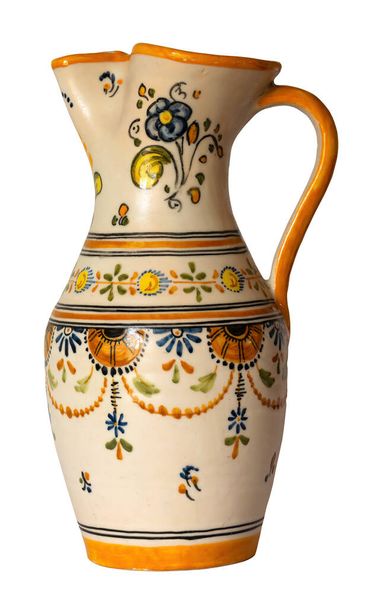 Brocca francese, brocca di ceramica o acqua cruda, con decorazione provenzale, isolata su sfondo bianco - Foto, immagini