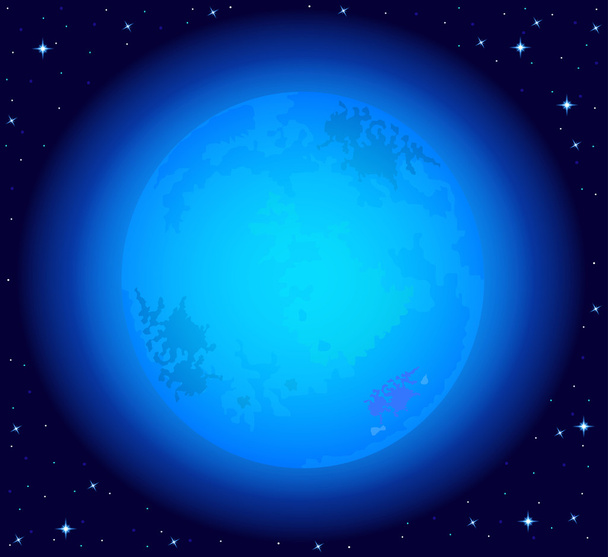 Varázslatos éjszakai égbolt, a teljes kék hold. Vektoros illusztráció. - Vektor, kép