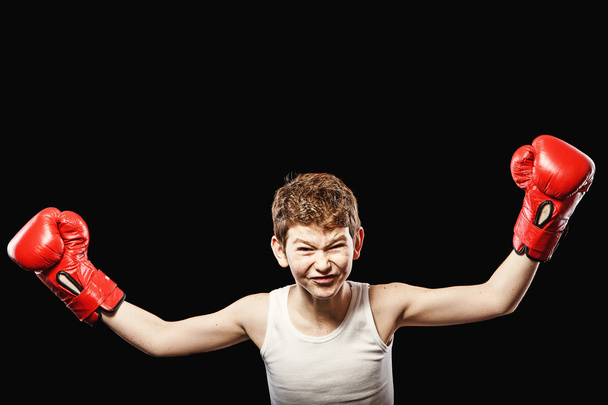 Red-haired boy champion boxer - Photo, Image