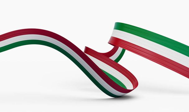 Flaga 3d Włoch, 3d Flaga 3d Wavy Shiny Włochy wstążka izolowana na białym tle, Ilustracja 3d - Zdjęcie, obraz
