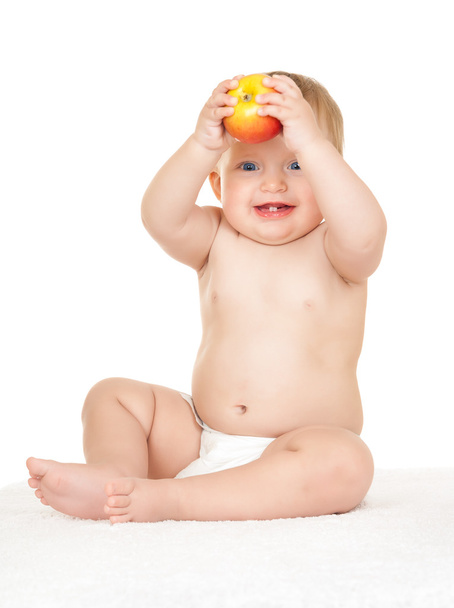 baby with apple - Fotoğraf, Görsel