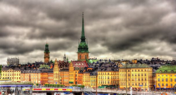 widok na centrum miasta Sztokholm - Szwecja - Zdjęcie, obraz