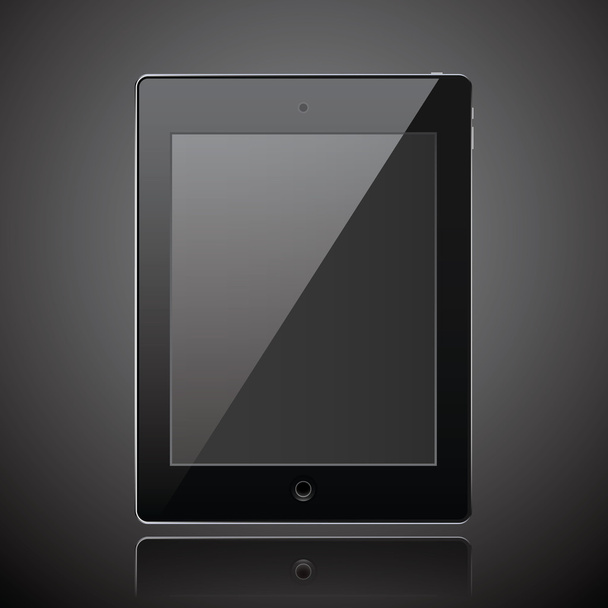 New realistic tablet modern style dark background with raflection - Вектор, зображення