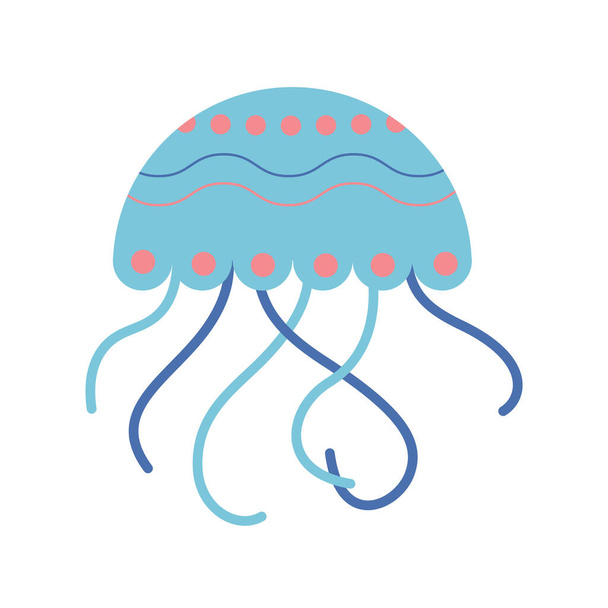 Méduse, animal marin. Un habitant du monde marin, une jolie créature sous-marine. Illustration vectorielle plate isolée sur fond blanc. - Vecteur, image
