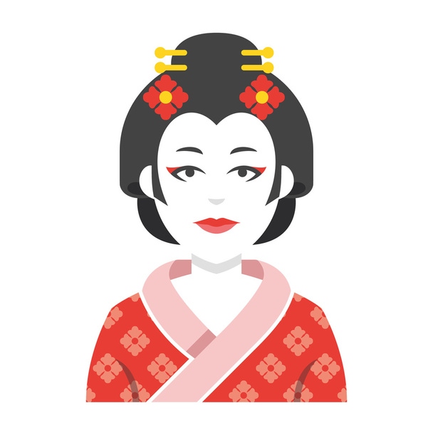 Geisha character vector illustration - Vektör, Görsel