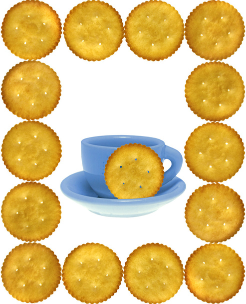 Çerçeve kurabiye, kraker, oyuncak çay Kupası-sauc ile tuzlu bisküvi - Fotoğraf, Görsel