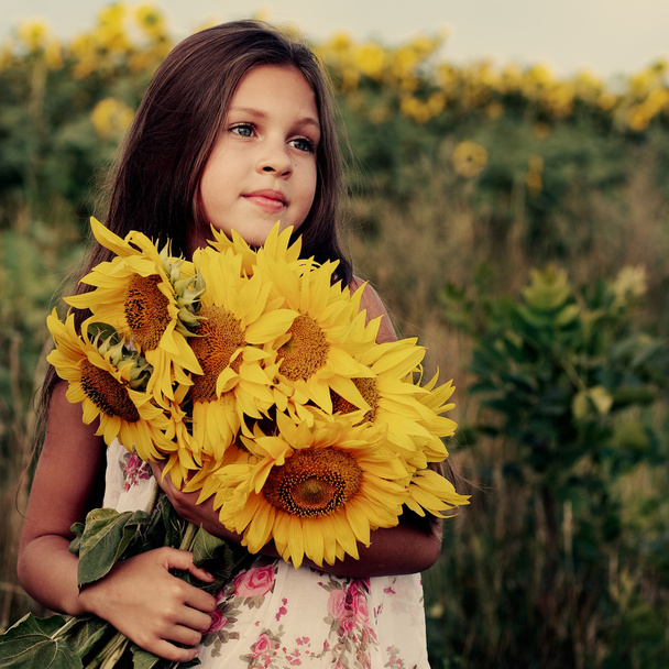 A little girl is in the field - Zdjęcie, obraz