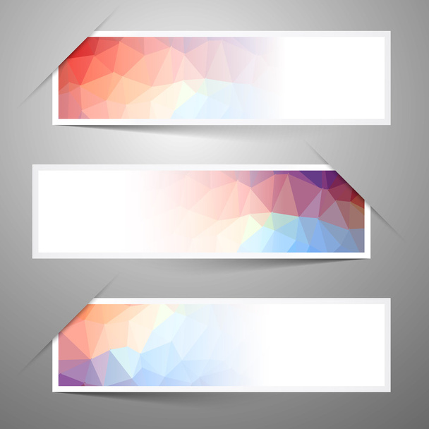 Empty Vector Paper Label - Sticker with Triangles Background - Wektor, obraz