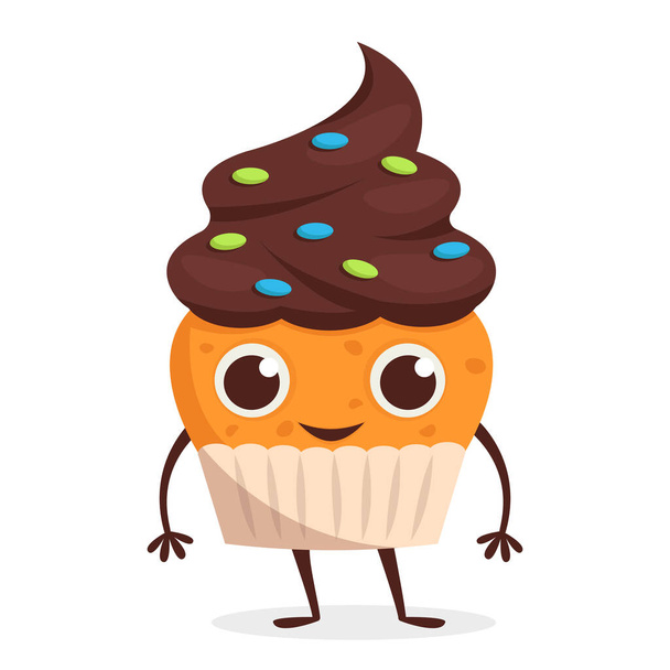 Mignon personnage de dessert Cupcake à la crème. Graphique vectoriel. - Vecteur, image