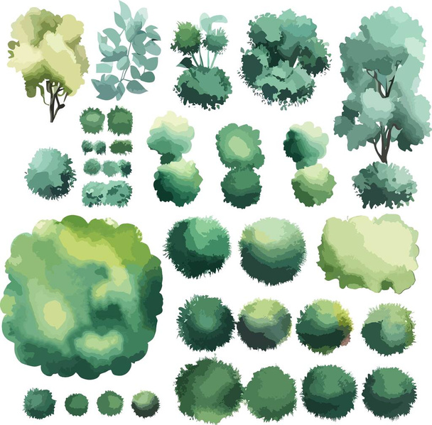 Árboles increíbles arbustos arbustos vista superior vector. Ilustración vectorial - Vector, Imagen