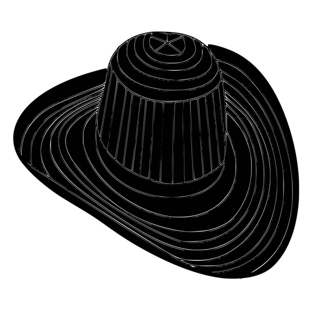 Vektorsilhouette von Sombrero auf weißem Hintergrund - Vektor, Bild