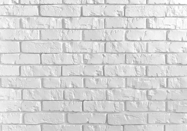 background of White brick wall with peeling plaster, stone texture. Concrete loft style design ideas living home. Place for design - Photo, Image