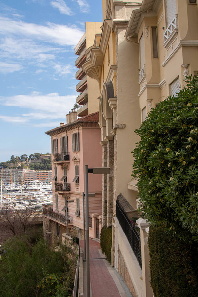 Monaco, Monaco, April 20th 2023:- A view of residential buildings in the Principality of Monaco - Fotoğraf, Görsel