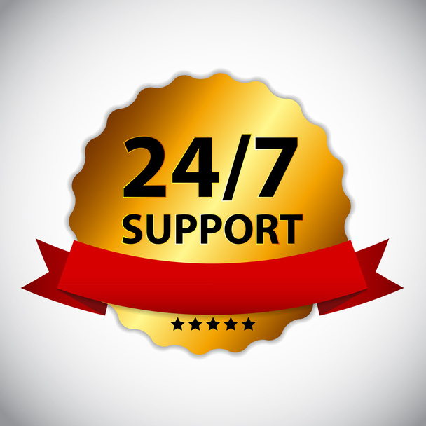 24-7 υποστήριξη σημάδι, το πρότυπο ετικέτα του φορέα - Διάνυσμα, εικόνα