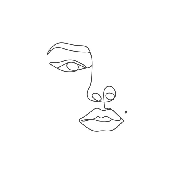 Woman line art eye and lips line art drawing logo - Wektor, obraz