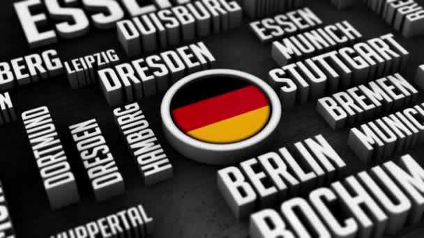 Germany Cities Word Cloud Collage In 3D - Footage, Video