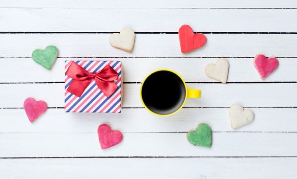 Fincan kahve ve kurabiye hediye kutusu - Fotoğraf, Görsel