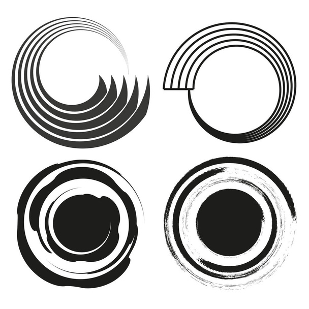 Spirale, vortice, vortice. Forma voluta, elica, orsacchiotto e vortice. Linee radiali con rotazione. Illustrazione vettoriale. EPS 10 - Vettoriali, immagini